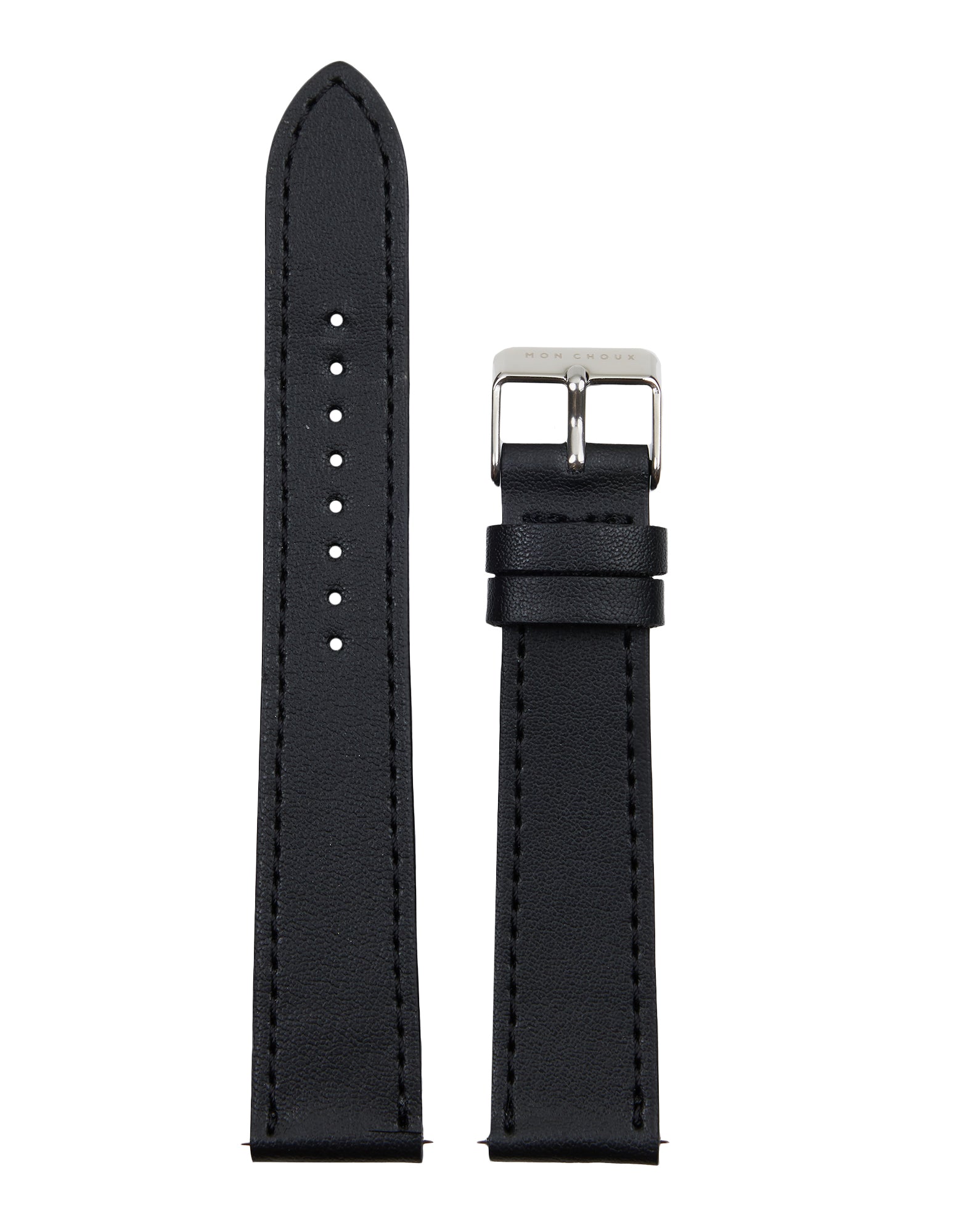 WATCH STRAP - NOIR VEGAN LEATHER - SILVER BUCKLE | GRAPE 18MM - Mon Choux - stride