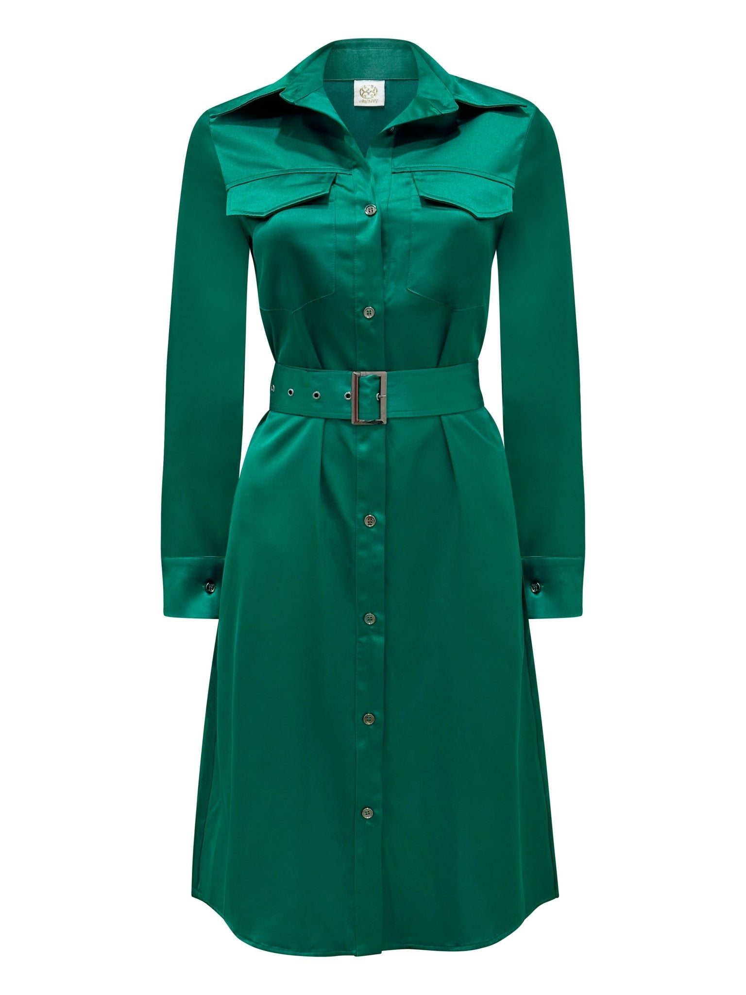 Why Mary "Jackie" Trench Coat Dress Emerald Green - Why Mary - stride