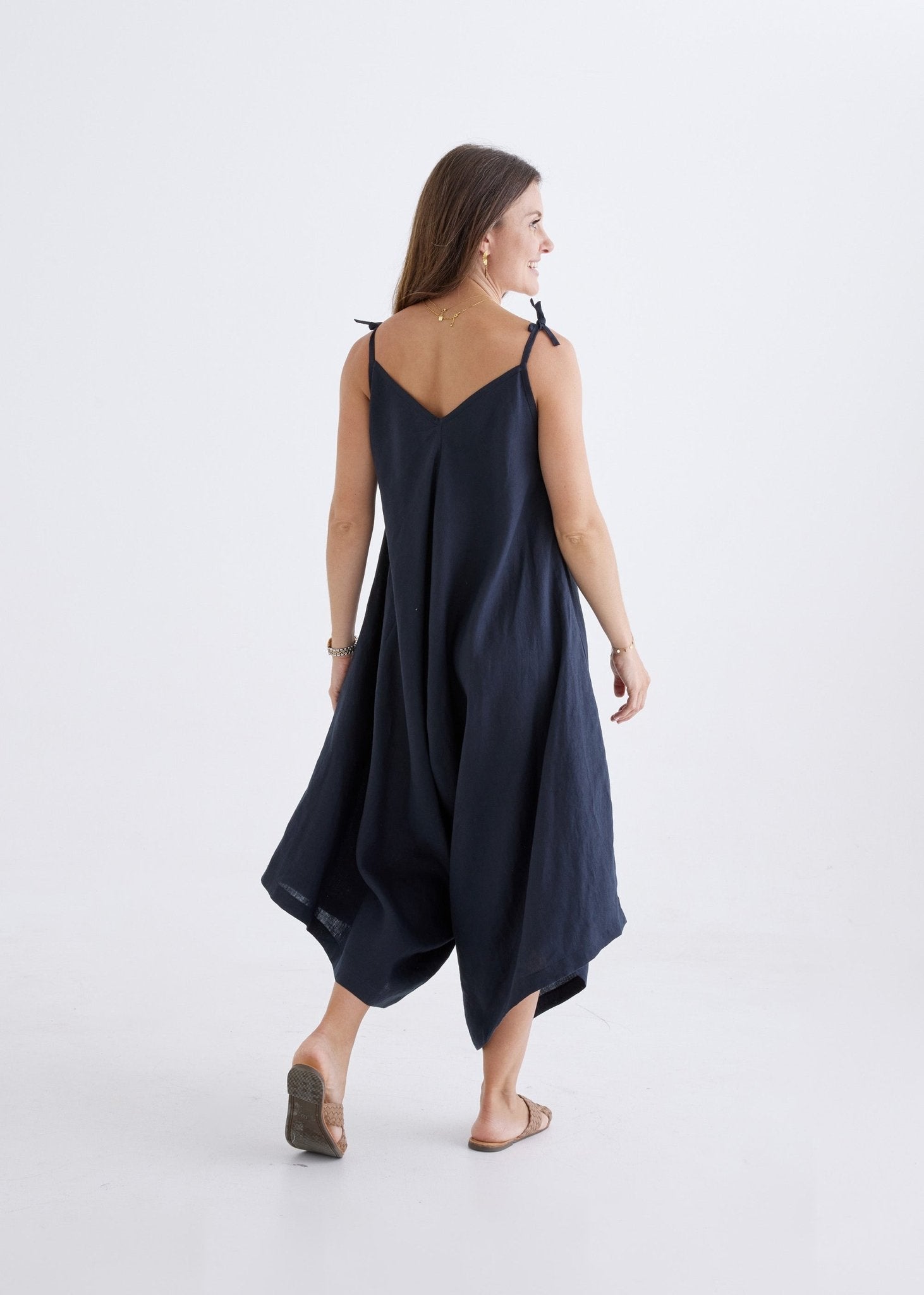 Willow Linen Jumpsuit in Navy-Devina Louise-stride