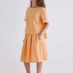 Winona Linen Top in Apricot-Devina Louise-stride