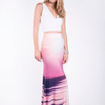 Women's elegant Maxi Skirt with "Angel" sunset print - Why Mary - stride