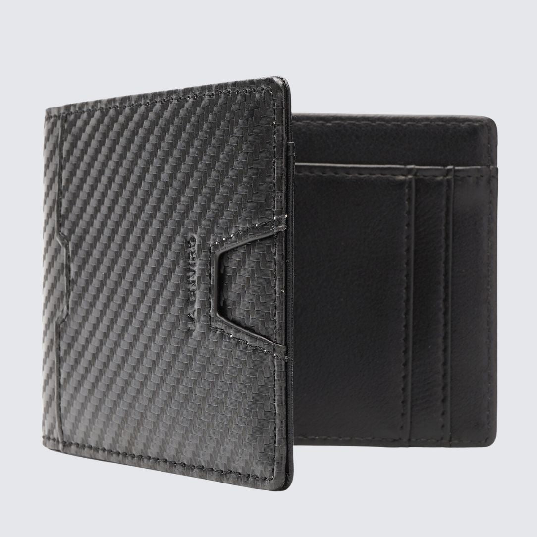 YAMBA VEGAN MINIMALIST SLIM BIFOLD FRONT POCKET WALLET I BLACK - La Enviro - stride