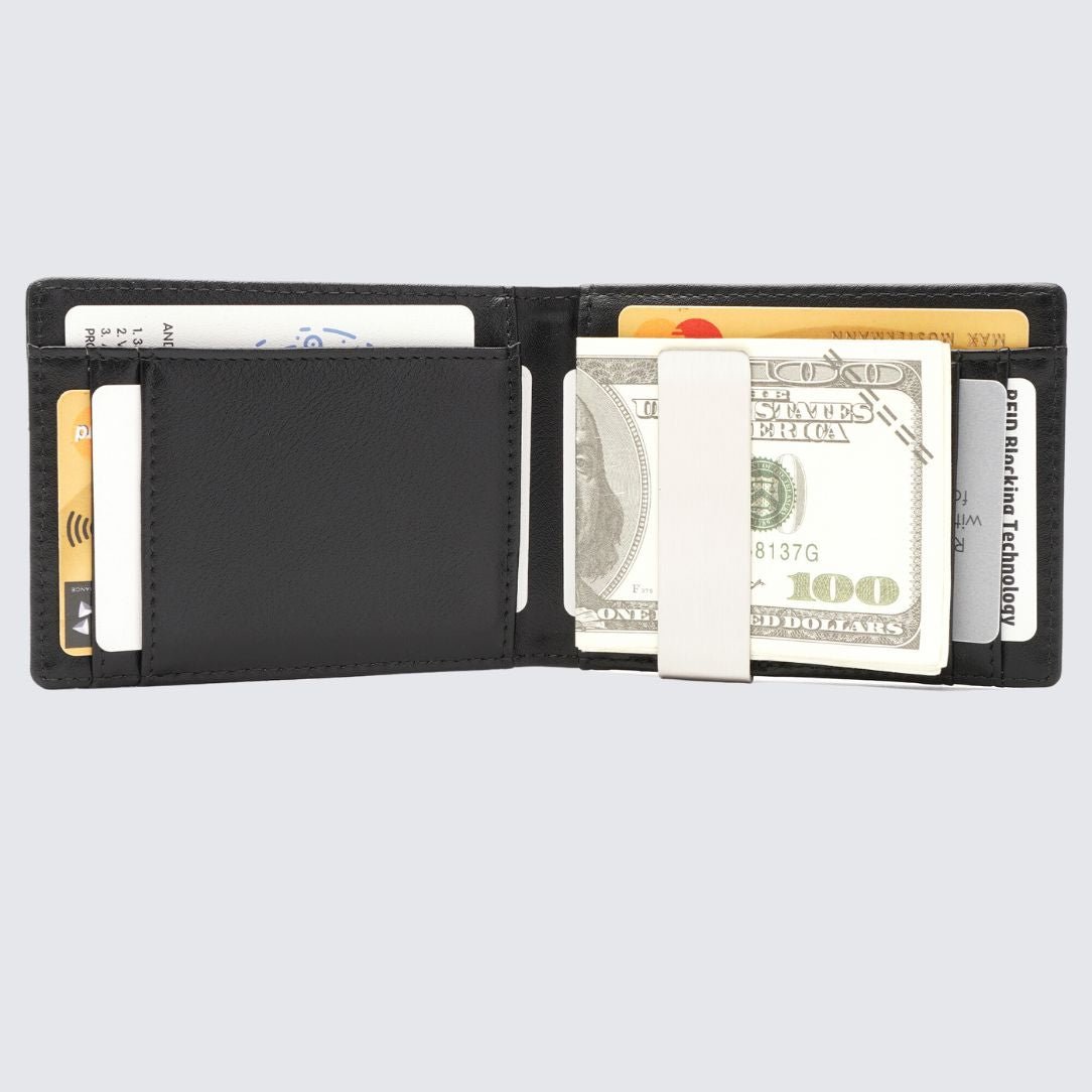 YAMBA VEGAN MINIMALIST SLIM BIFOLD FRONT POCKET WALLET I BLACK - La Enviro - stride