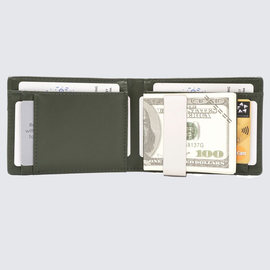 Yamba Vegan Minimalist Slim Bifold Wallet I Green-La Enviro-stride