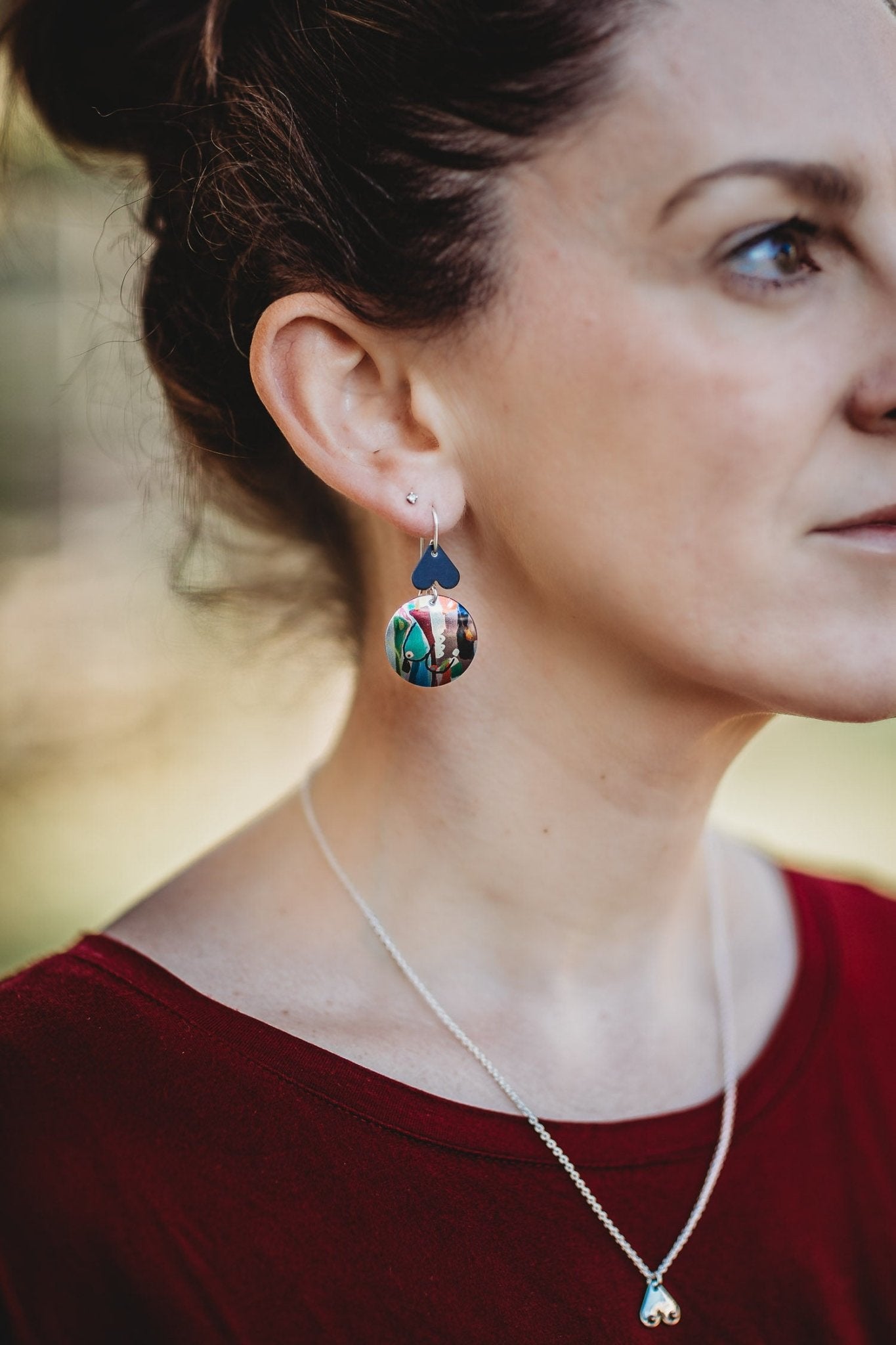 A BREAST FRIENDS - black hearts shape earrings-Erin K Jewellery-stride