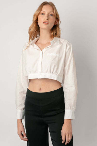 NWOT retailer BAWDY CROPPED BLOUSE IN WARM WHITE