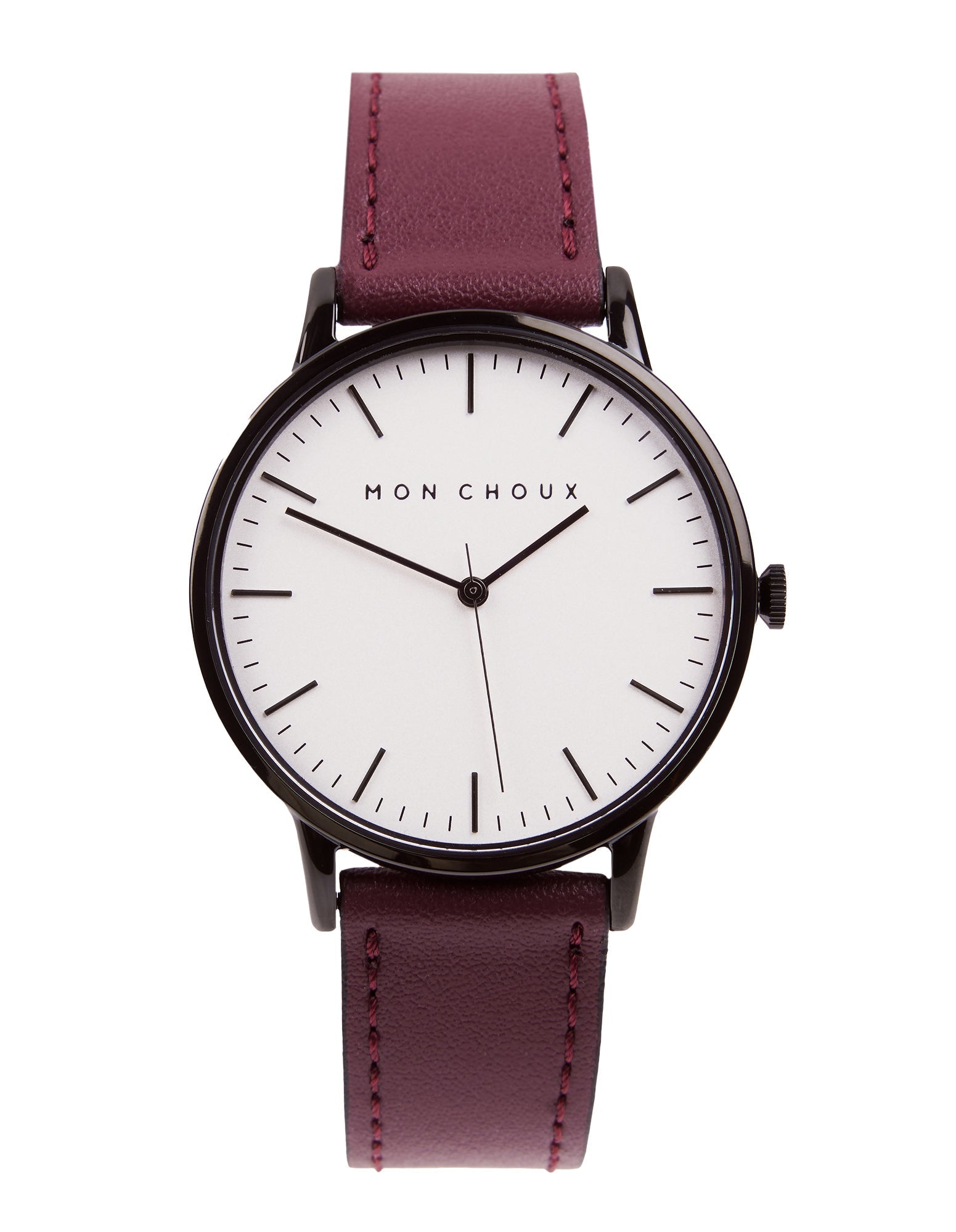 CLASSIC - WHITE/NOIR - BURGUNDY VEGAN LEATHER-Mon Choux-stride