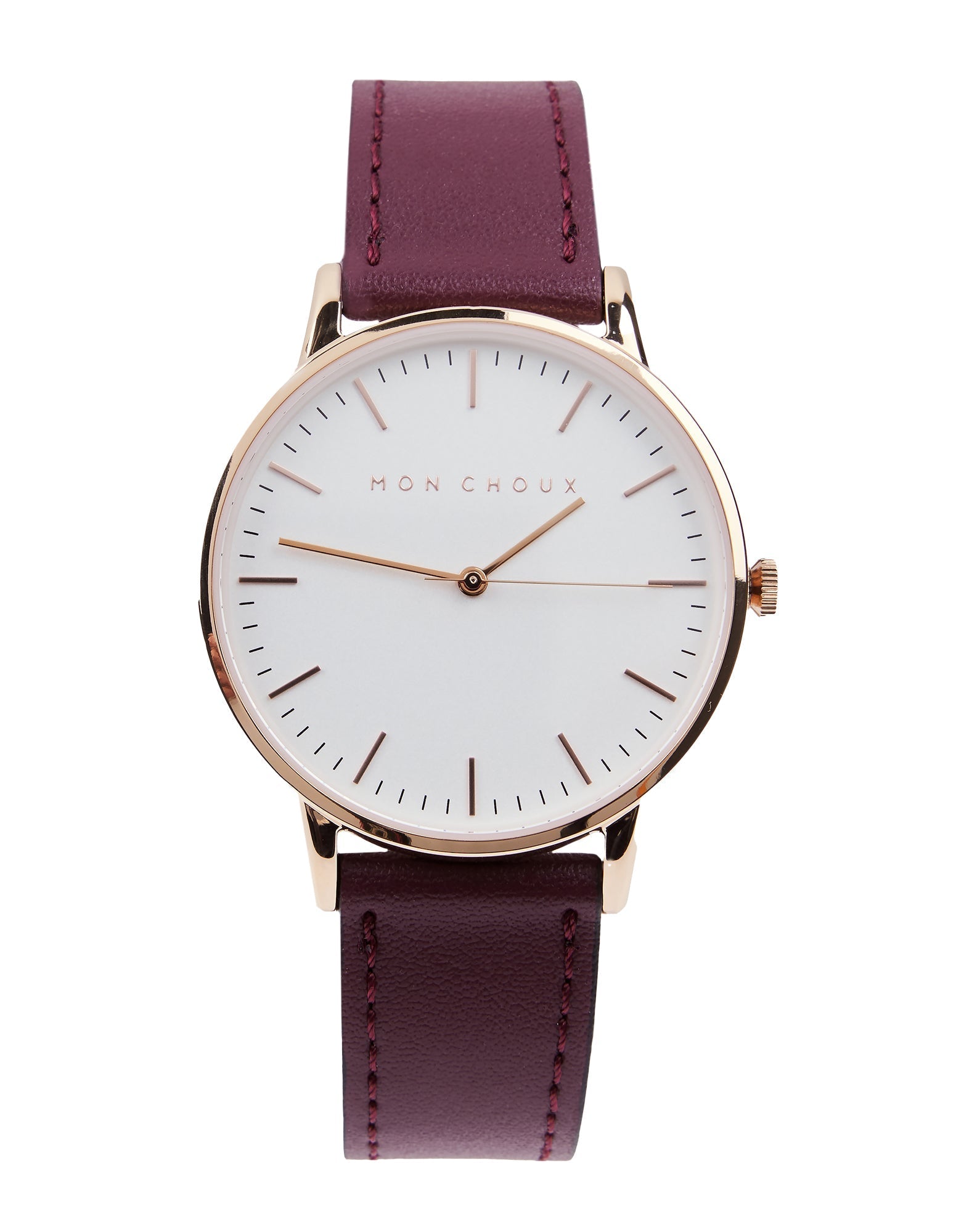 CLASSIC - WHITE/ROSE GOLD - BURGUNDY VEGAN LEATHER-Mon Choux-stride