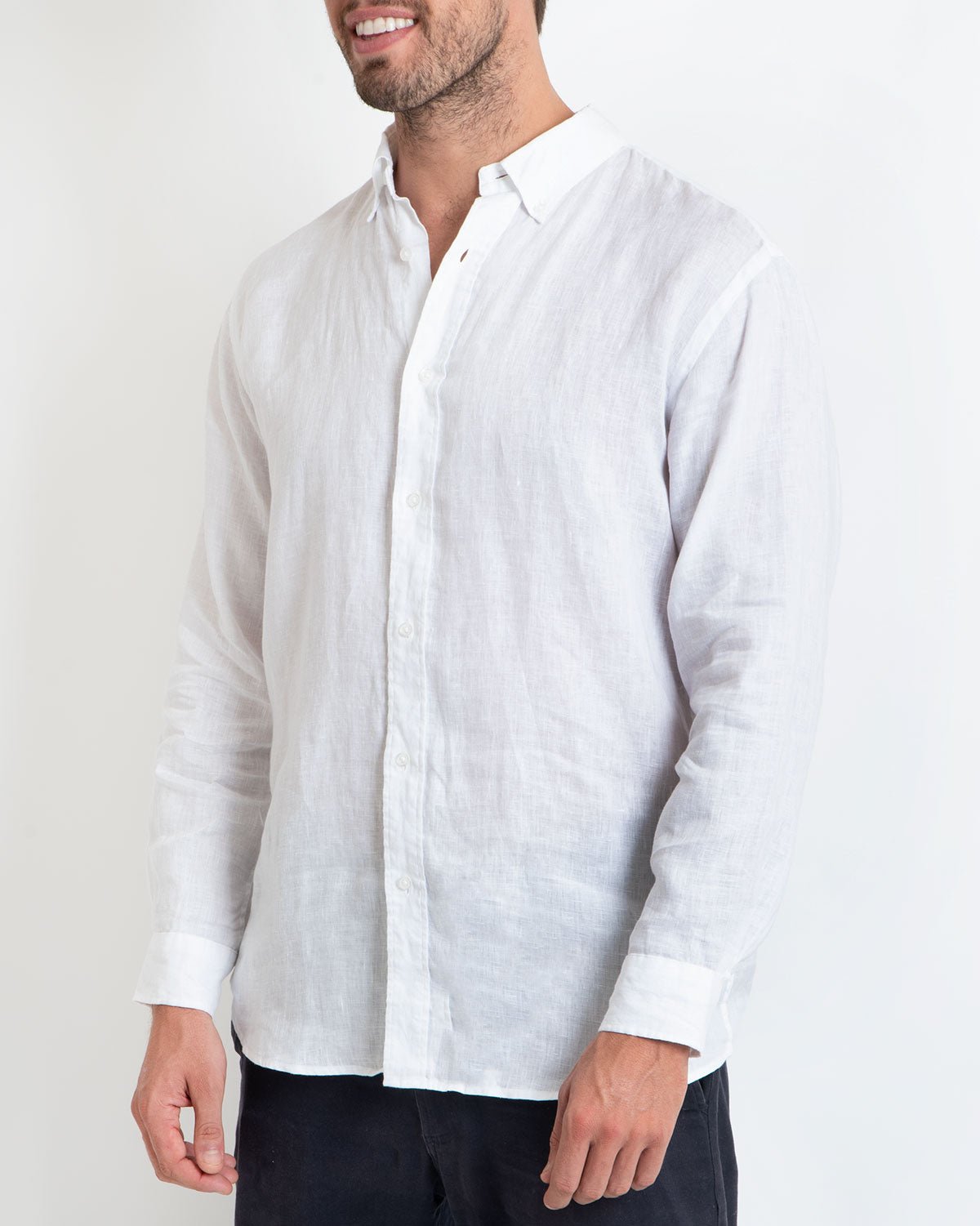 DESTii White Long Sleeve Linen Shirt-DESTii-stride