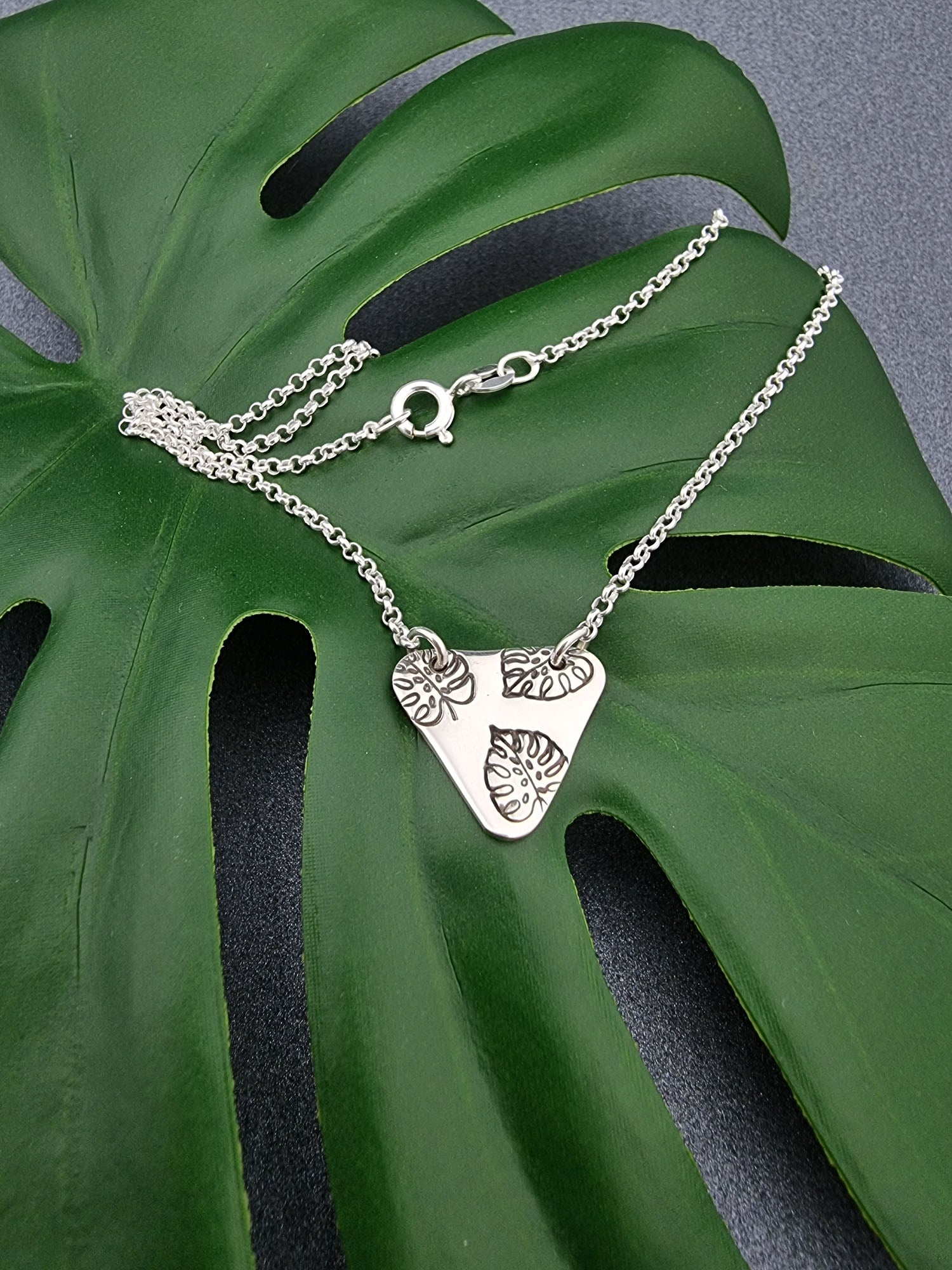 JUNGLE DREAMS - Monstera triangle necklace-Erin K Jewellery-stride