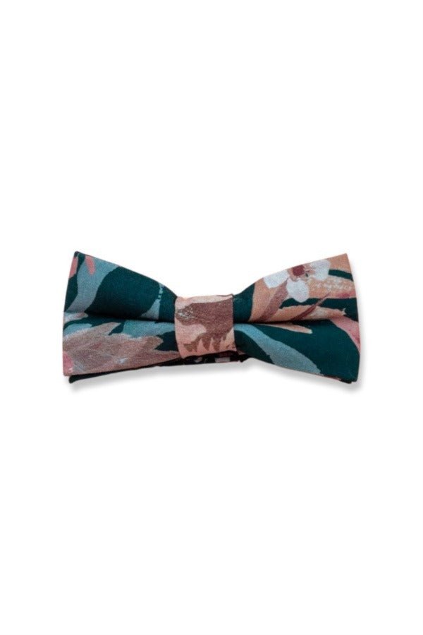 Kids Bow Tie - Teal Blooms-Peggy & Finn-stride