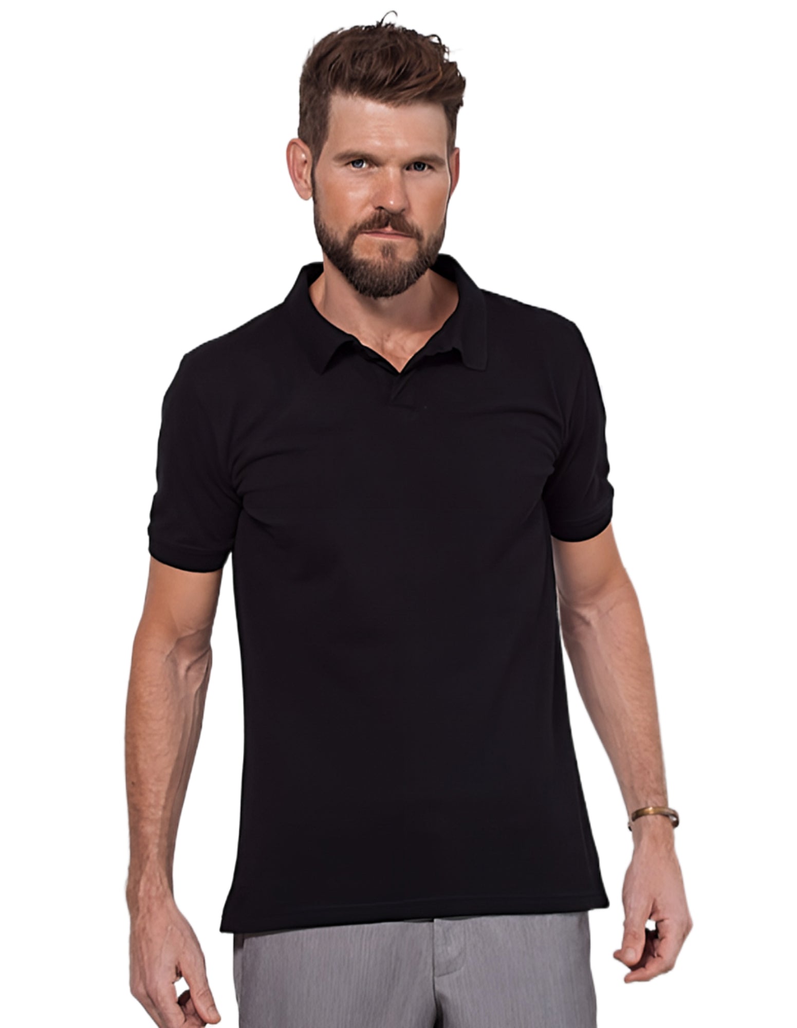 Mens, Buttonless Polo Shirt, Black – Stride