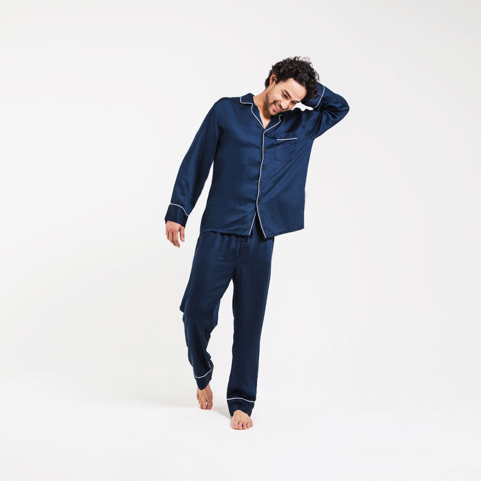 Sateen Long Sleeve PJ Shirt-Ettitude-stride