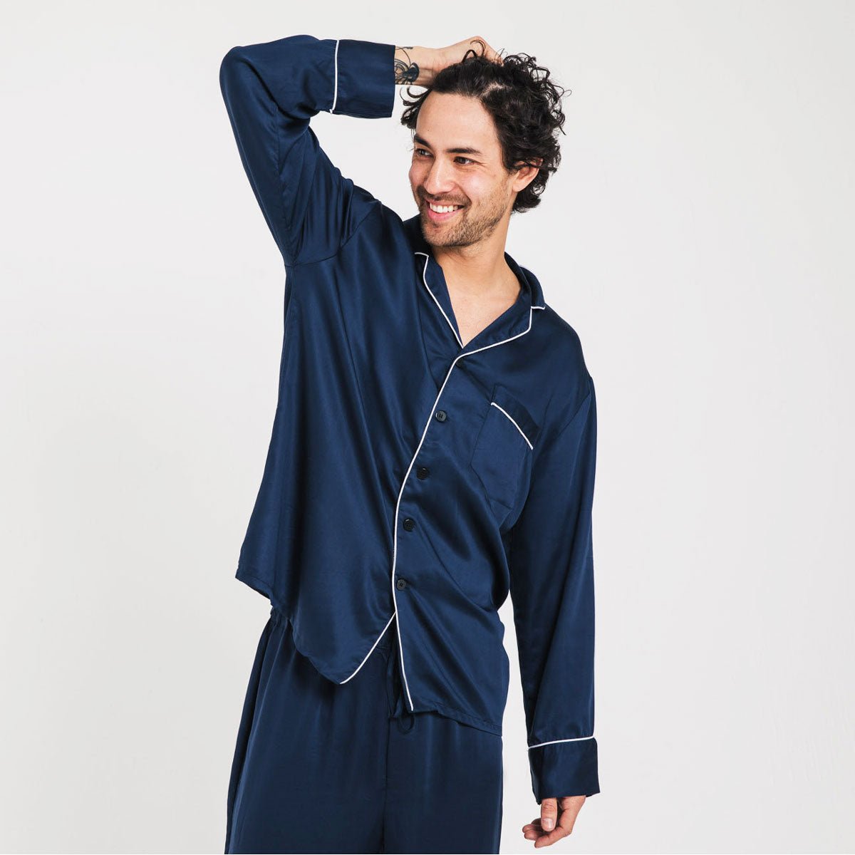 Sateen Long Sleeve PJ Shirt-Ettitude-stride