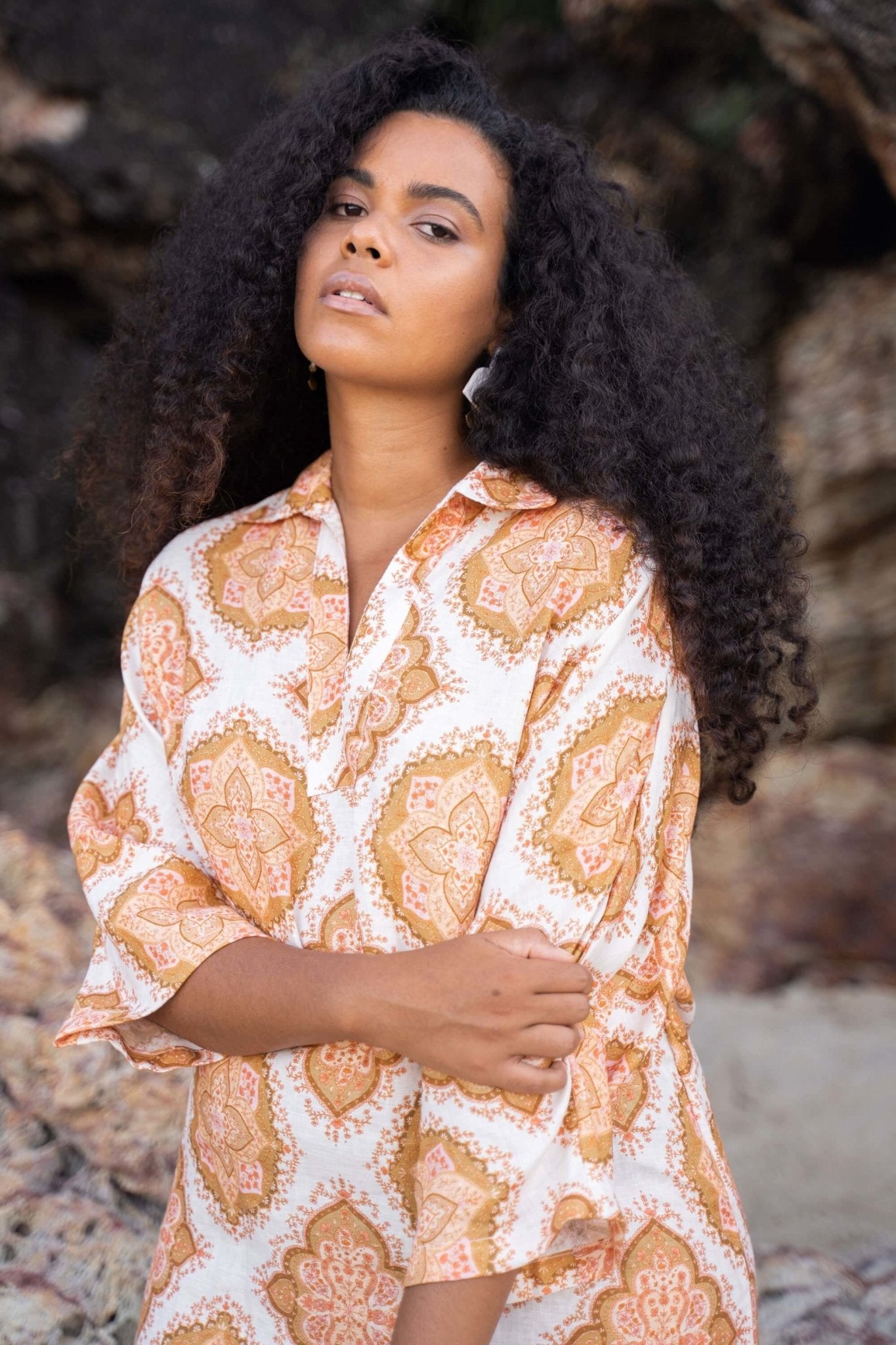 The Aura Kaftan - Beige-Luna + Sun-stride