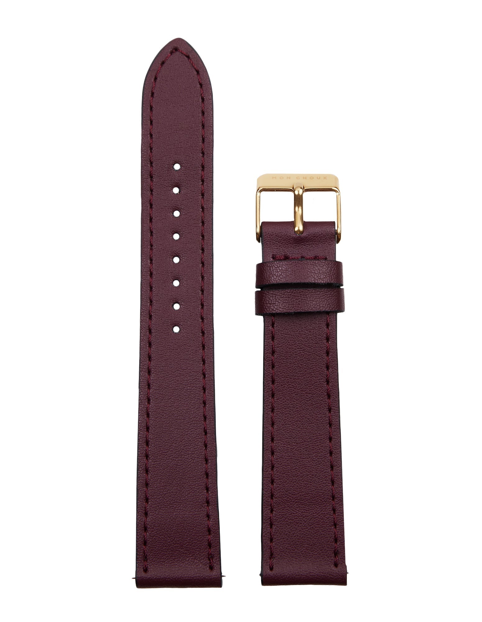 WATCH STRAP - BURGUNDY VEGAN LEATHER - GOLD BUCKLE | GRAPE 18MM-Mon Choux-stride